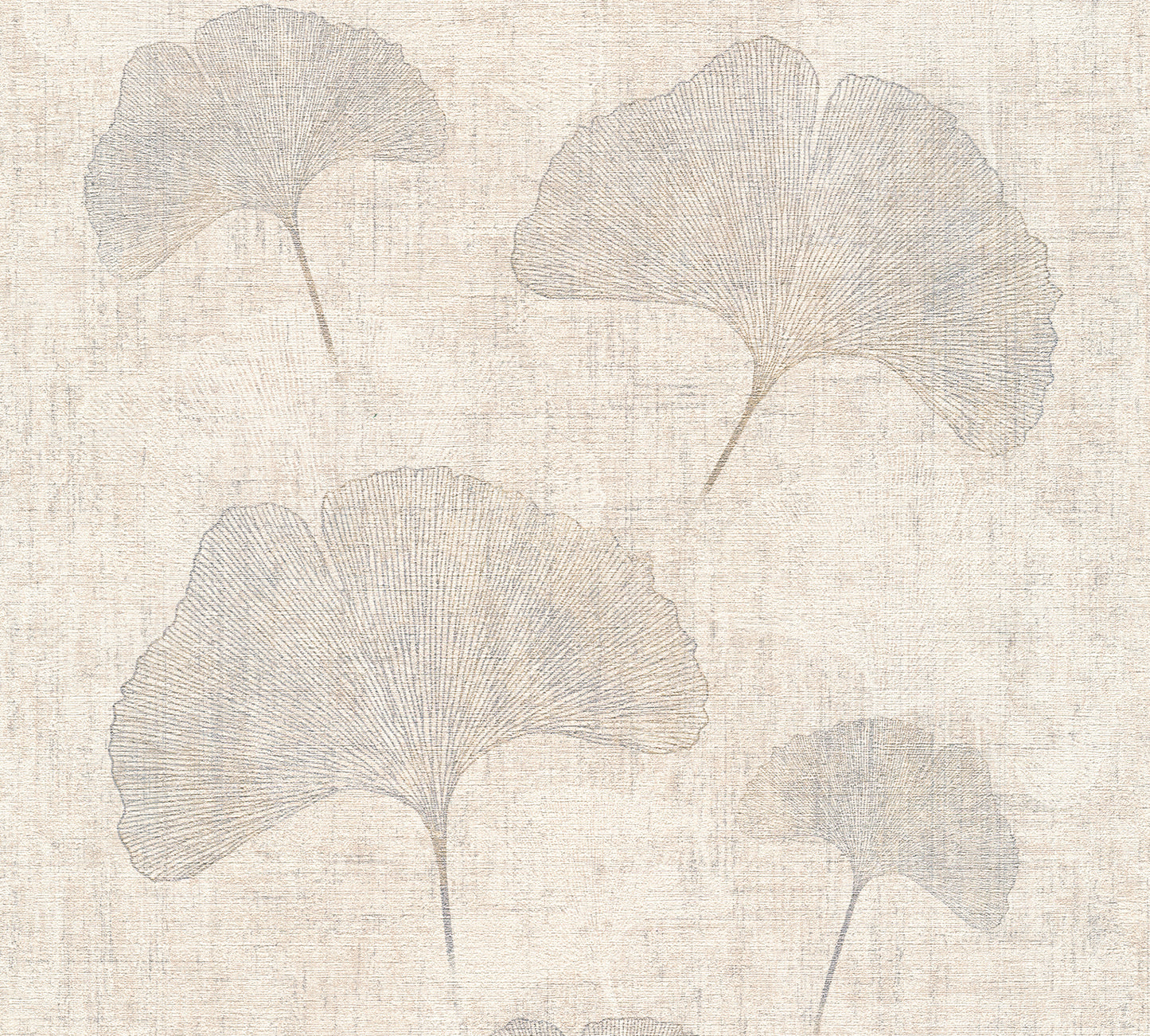 Mustertapete Ginkgo Beige-Grau - 10,05 m x 0,53 m