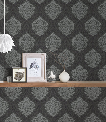 Architects Paper Alpha Direktdruck-Vliestapete Schwarz Silber Grau 10,05 m x 0,53 m