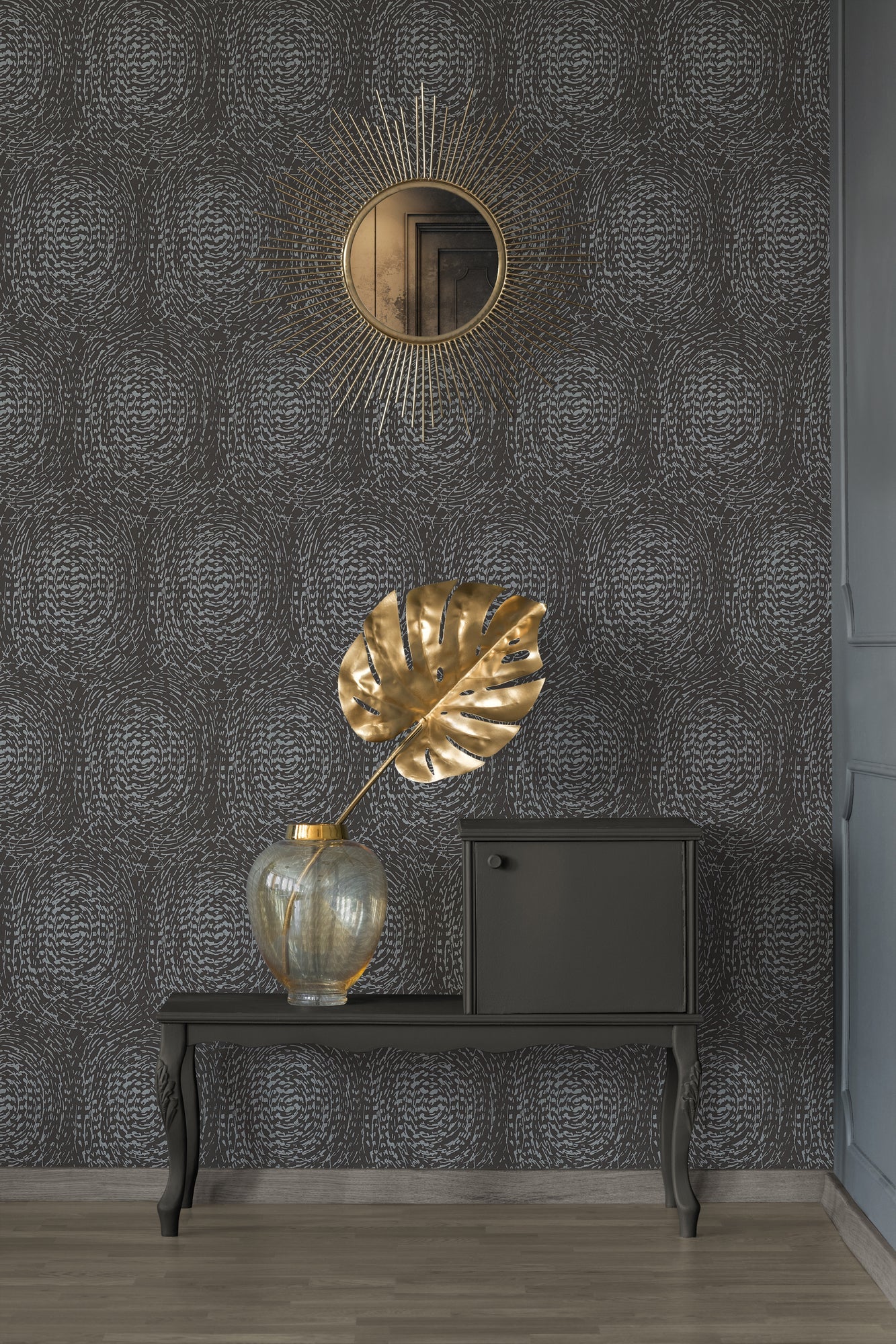 Architects Paper Alpha Kreisdesign Vliestapete Schwarz Silber 10,05 m x 0,53 m