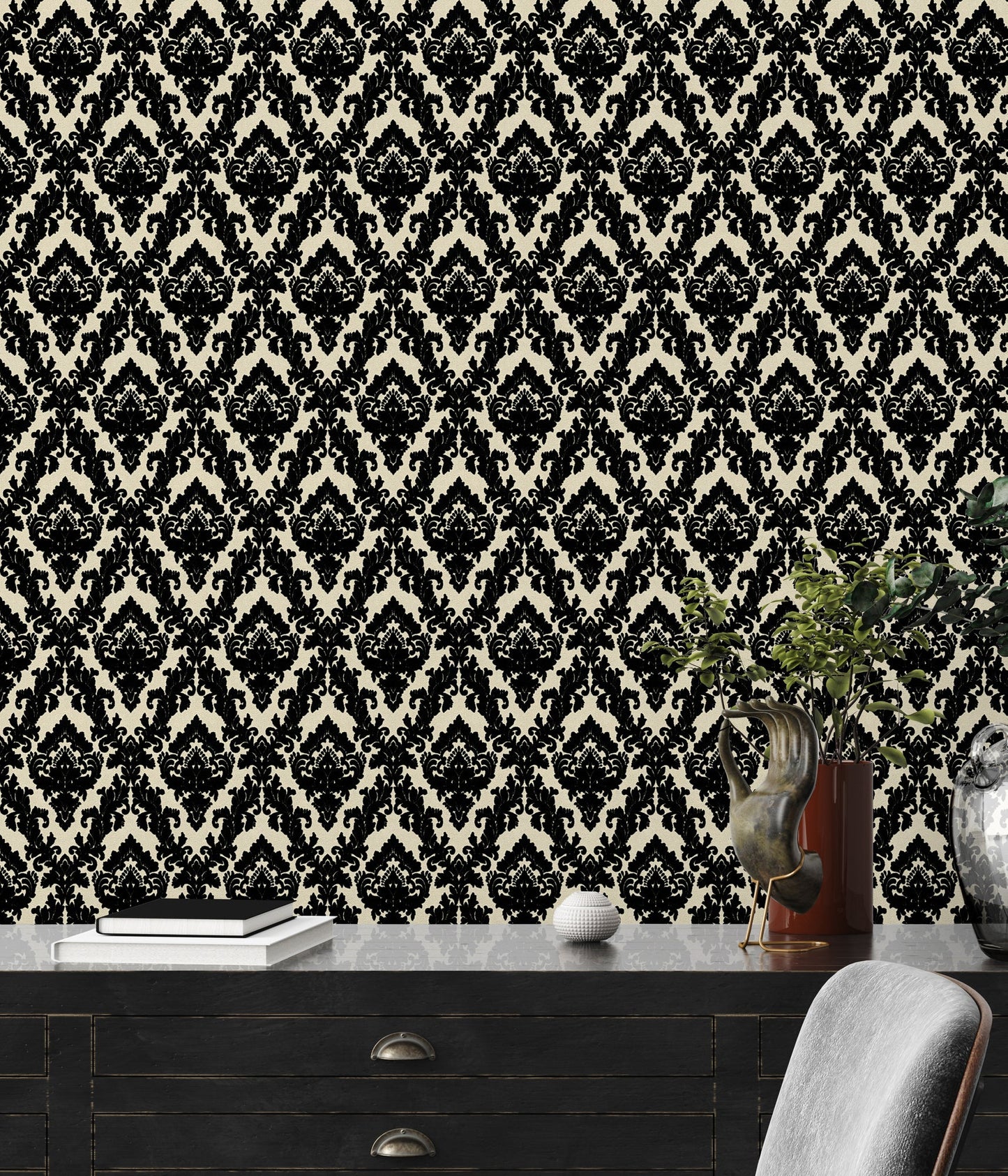 Architects Paper Castello Designtapete Schwarz Creme 10,05 m x 0,52 m