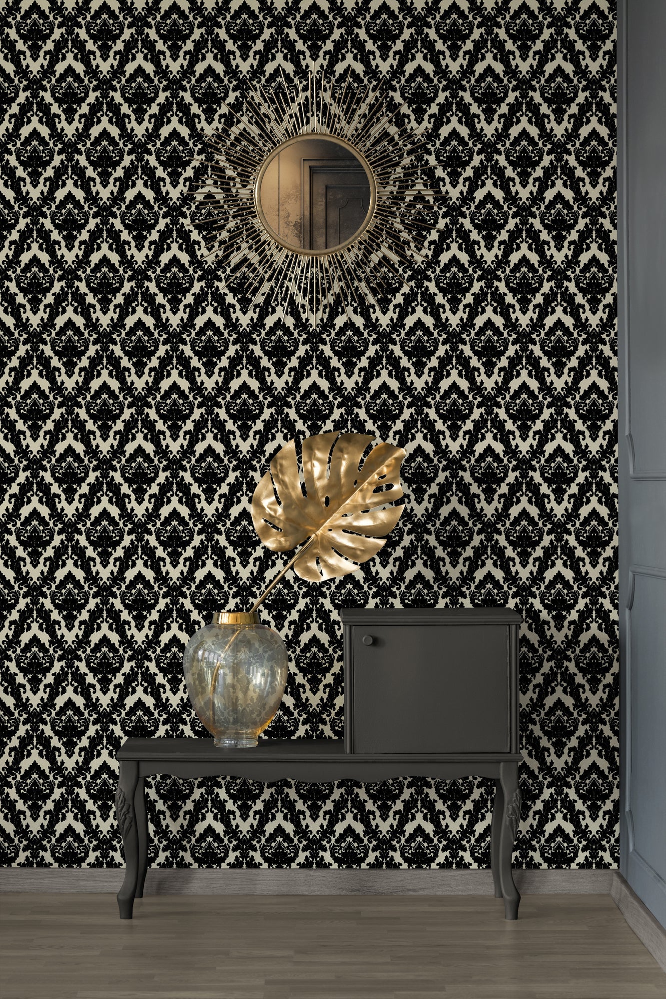 Architects Paper Castello Designtapete Schwarz Creme 10,05 m x 0,52 m