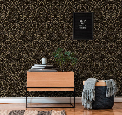 Architects Paper Castello Designtapete Schwarz Gold 10,05 m x 0,52 m
