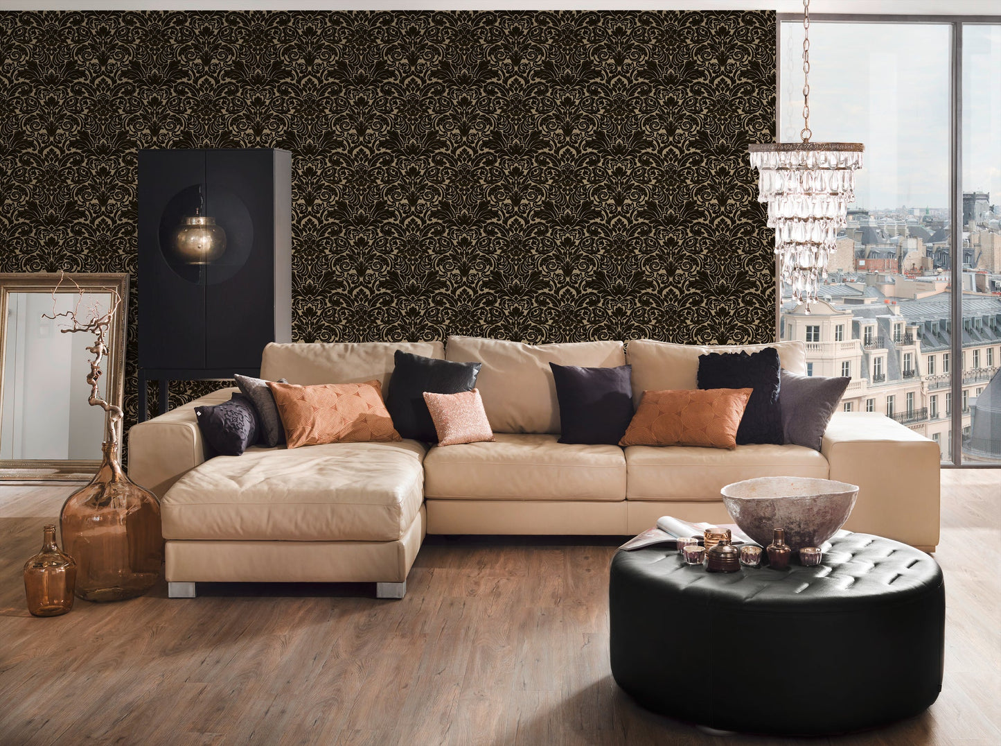 Architects Paper Castello Designtapete Schwarz Gold 10,05 m x 0,52 m