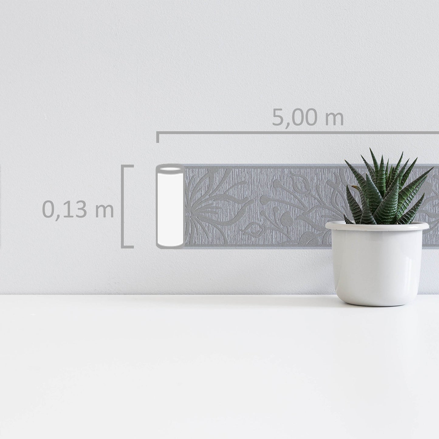 Only Borders 11 Dekobordüre selbstklebend Grau Metallic 5 m x 0,13 m