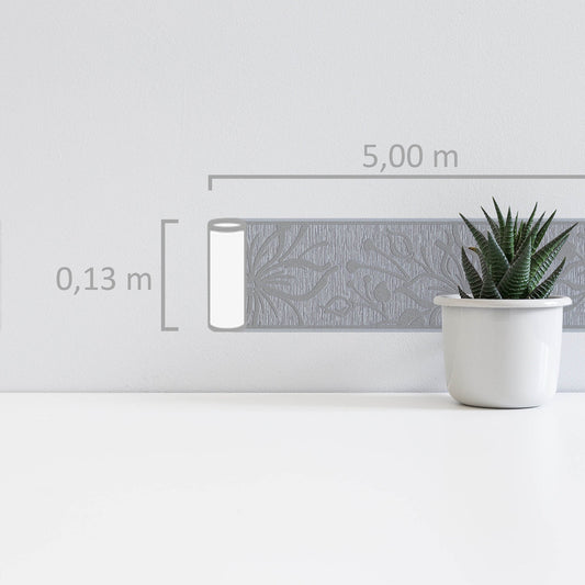 Only Borders 11 Dekobordüre selbstklebend Grau Metallic 5 m x 0,13 m