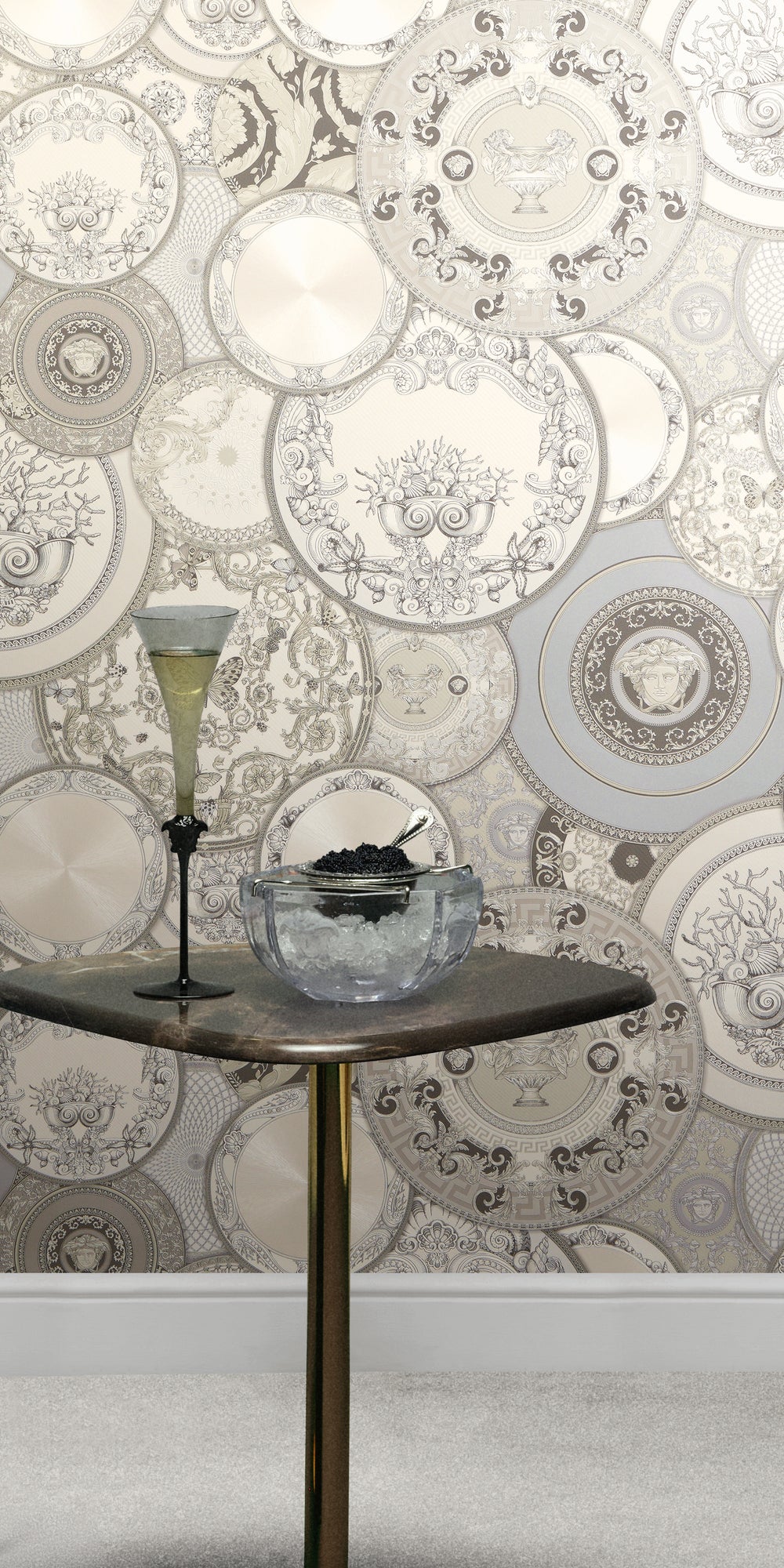 Versace Art De La Table Barock Tapete Weiß - 10,05 m x 0,70 m
