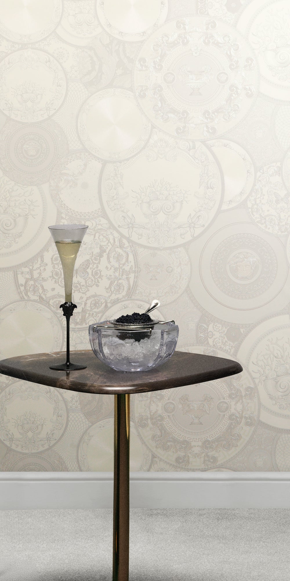 Versace Art De La Table Grau Weiß - 10,05 m x 0,70 m