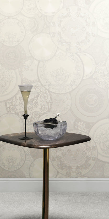 Versace Art De La Table Grau Weiß - 10,05 m x 0,70 m