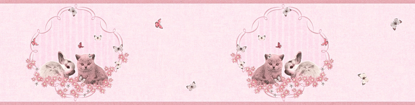 Little Stars Dekobordüre Rosa Silber Bunt 5,00 m x 0,13 m