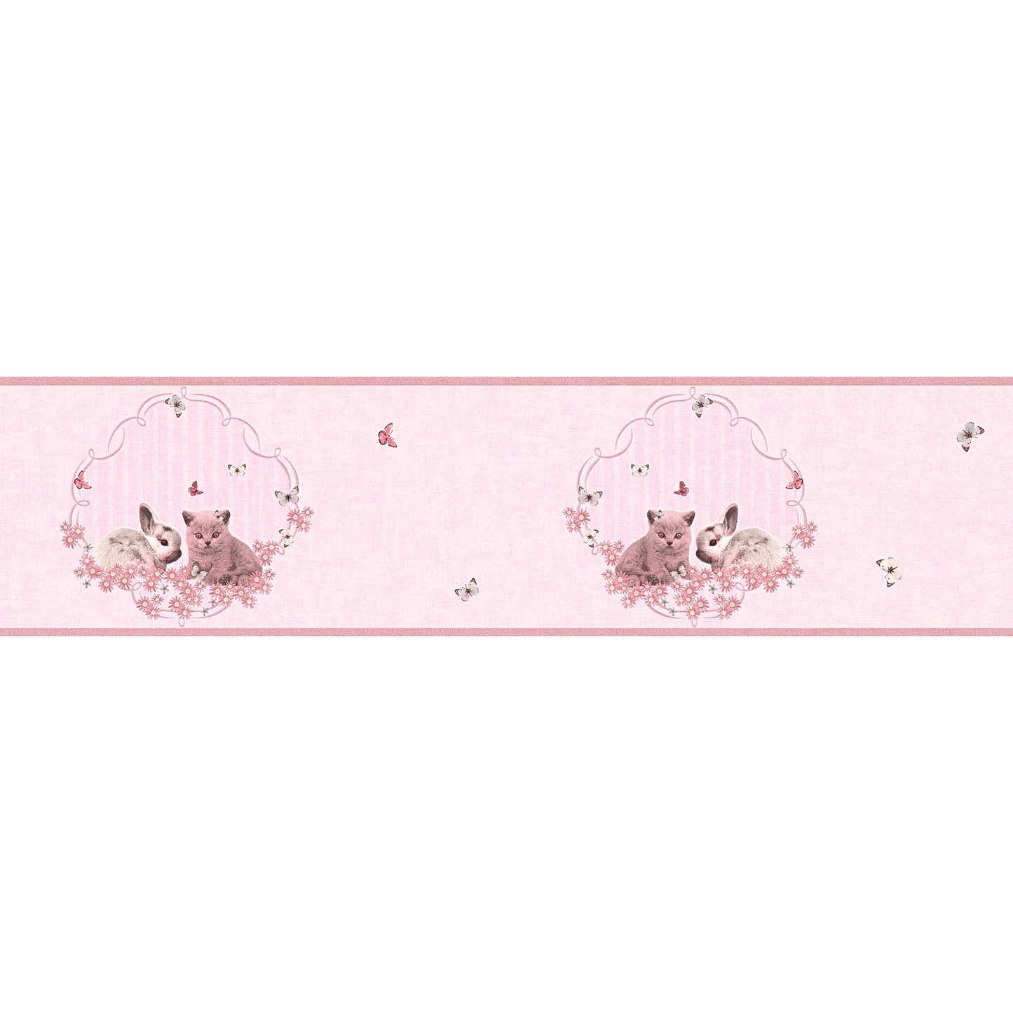 Little Stars Dekobordüre Rosa Silber Bunt 5,00 m x 0,13 m