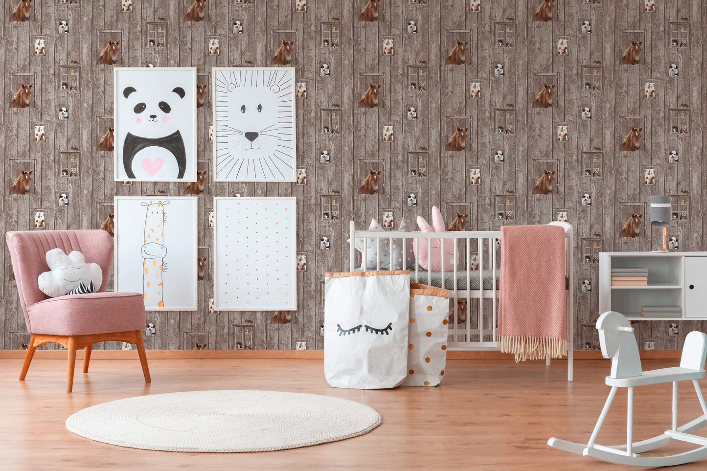 Little Stars Kinderzimmer Vliestapete Braun Weiß 10,05 m x 0,53 m