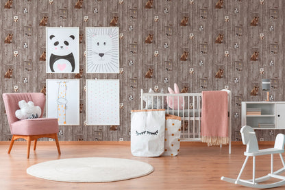 Little Stars Kinderzimmer Vliestapete Braun Weiß 10,05 m x 0,53 m