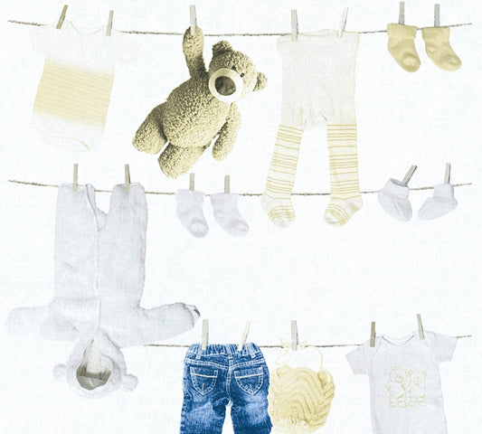 Little Stars Direktdruck-Vliestapete Creme Blau Weiß 10,05 m x 0,53 m