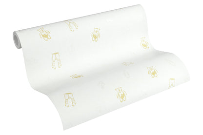 Little Stars Direktdruck-Vliestapete Creme Gold Weiß 10,05 m x 0,53 m