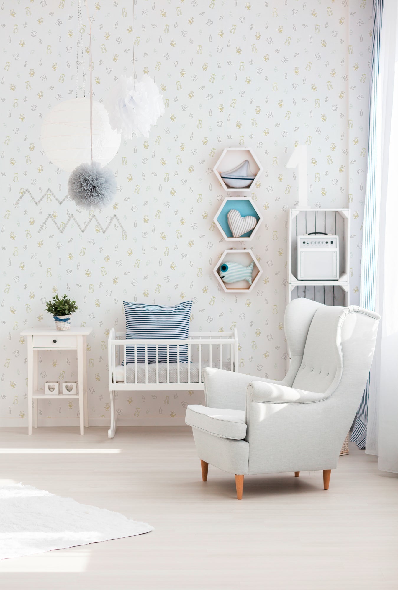 Little Stars Direktdruck-Vliestapete Creme Gold Weiß 10,05 m x 0,53 m