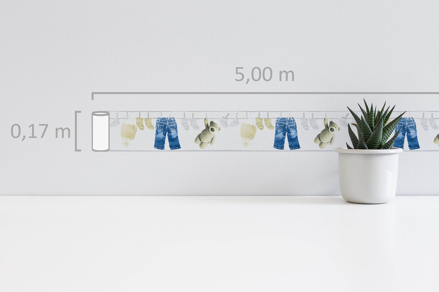 Little Stars Dekobordüre Weiß Blau Creme 5,00 m x 0,17 m