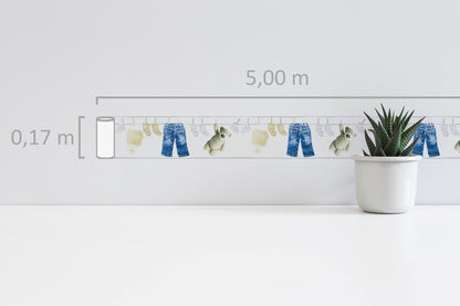 Little Stars Dekobordüre Weiß Blau Creme 5,00 m x 0,17 m