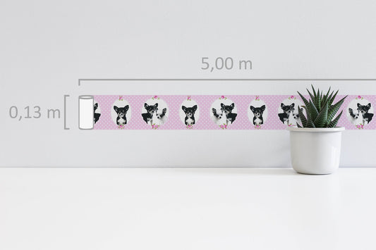 Little Stars Kinderzimmer Dekobordüre Rosa Schwarz 5,00 m x 0,13 m