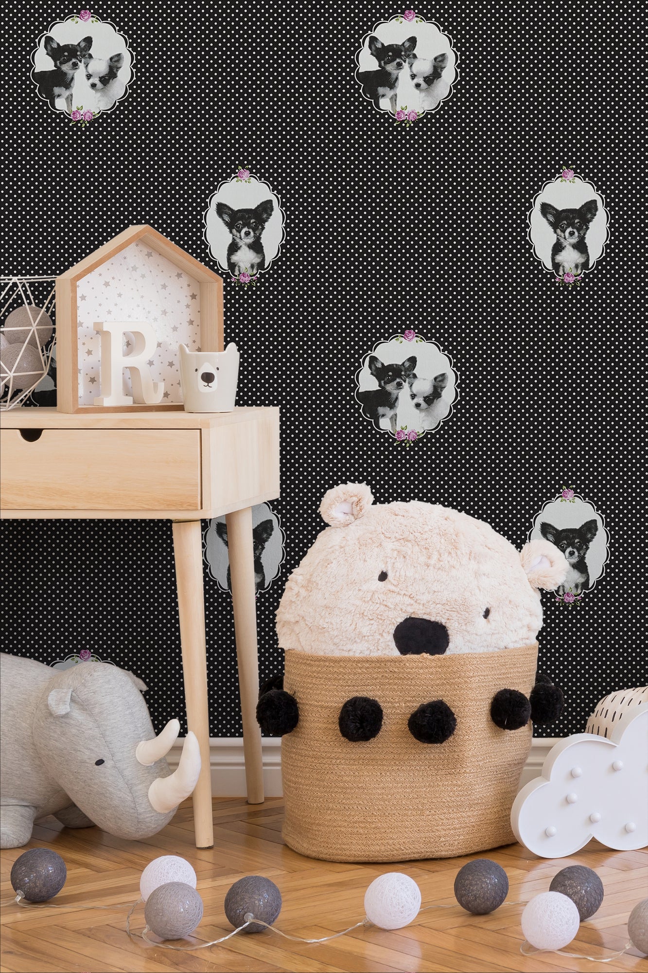 Little Stars Kinderzimmer Vliestapete Schwarz Lila 10,05 m x 0,53 m