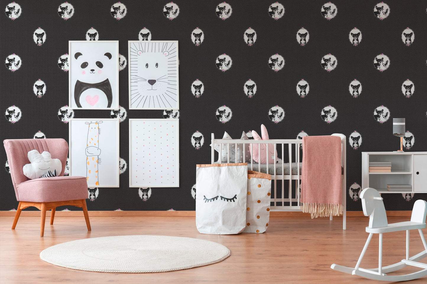 Little Stars Kinderzimmer Vliestapete Schwarz Lila 10,05 m x 0,53 m