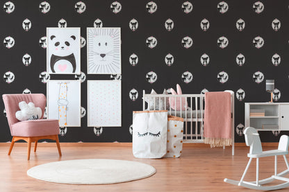 Little Stars Kinderzimmer Vliestapete Schwarz Lila 10,05 m x 0,53 m