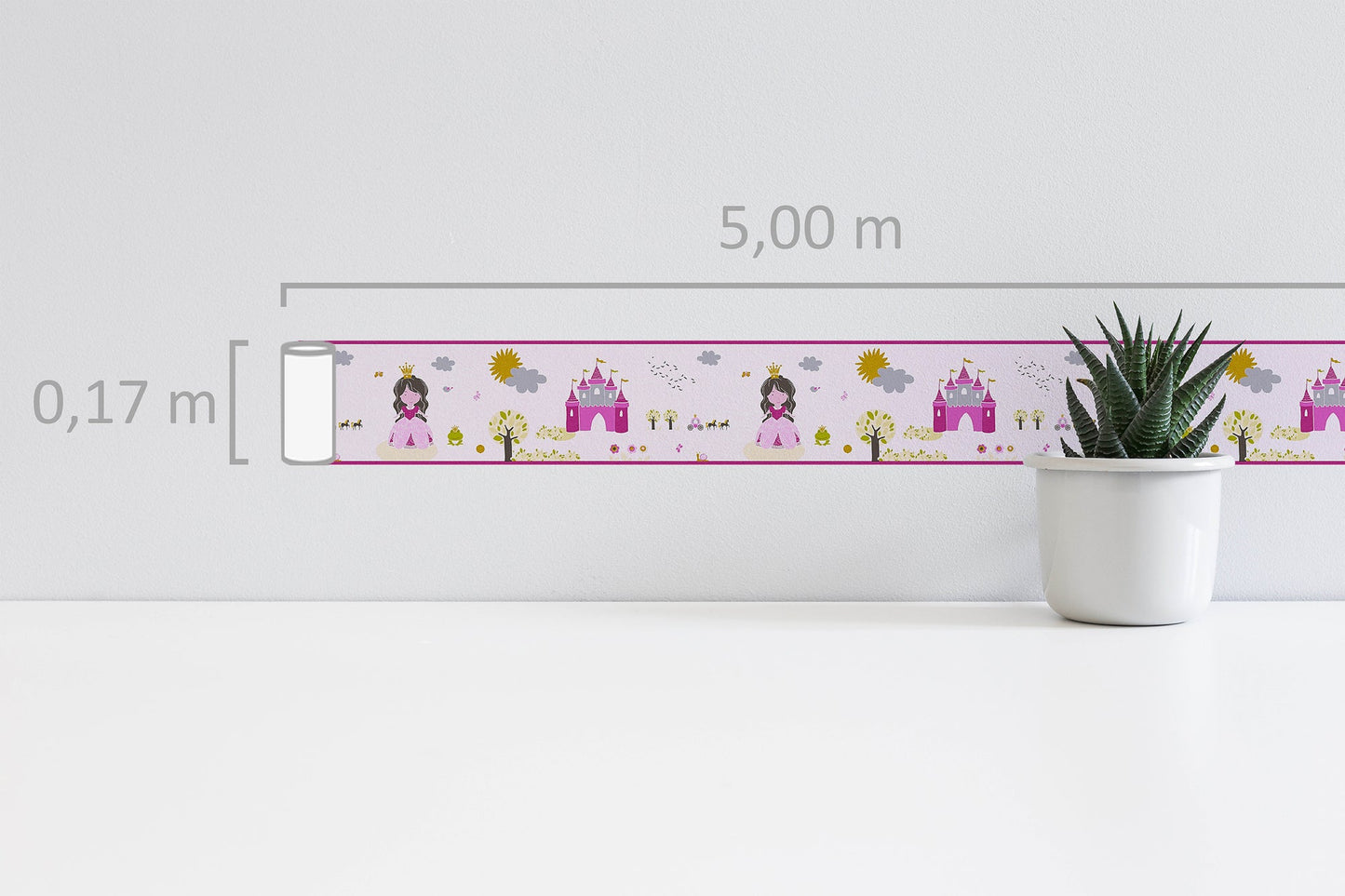 Little Stars Dekobordüre Rosa Grau Gold Grün 5,00 m x 0,17 m