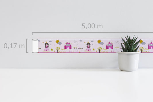 Little Stars Dekobordüre Rosa Grau Gold Grün 5,00 m x 0,17 m