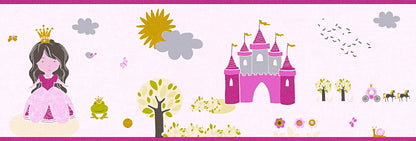 Little Stars Dekobordüre Rosa Grau Gold Grün 5,00 m x 0,17 m