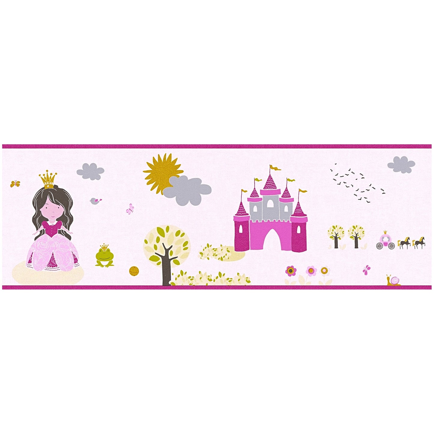Little Stars Dekobordüre Rosa Grau Gold Grün 5,00 m x 0,17 m