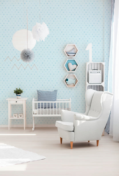 Little Stars Direktdruck-Vliestapete Blau 10,05 m x 0,53 m