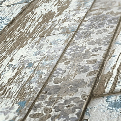 Elements Vinyl-Vliestapete Blau Braun Grau 10,05 m x 0,53 m