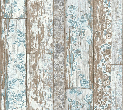 Elements Vinyl-Vliestapete Blau Braun Grau 10,05 m x 0,53 m