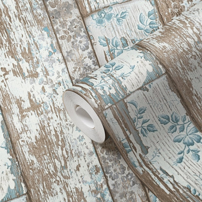 Elements Vinyl-Vliestapete Blau Braun Grau 10,05 m x 0,53 m