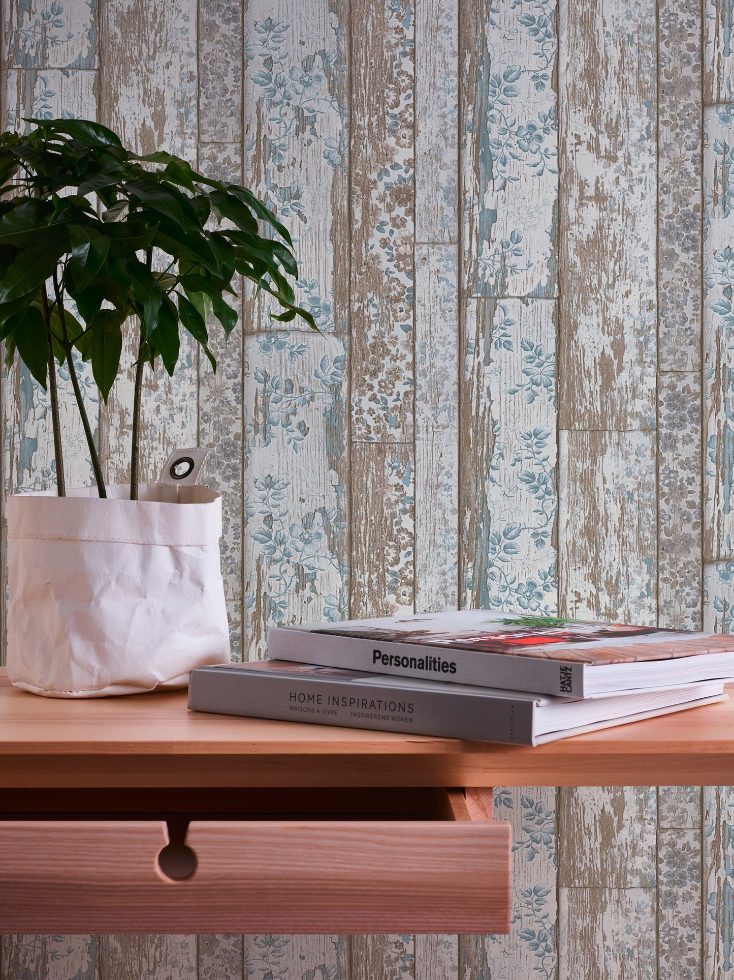 Elements Vinyl-Vliestapete Blau Braun Grau 10,05 m x 0,53 m