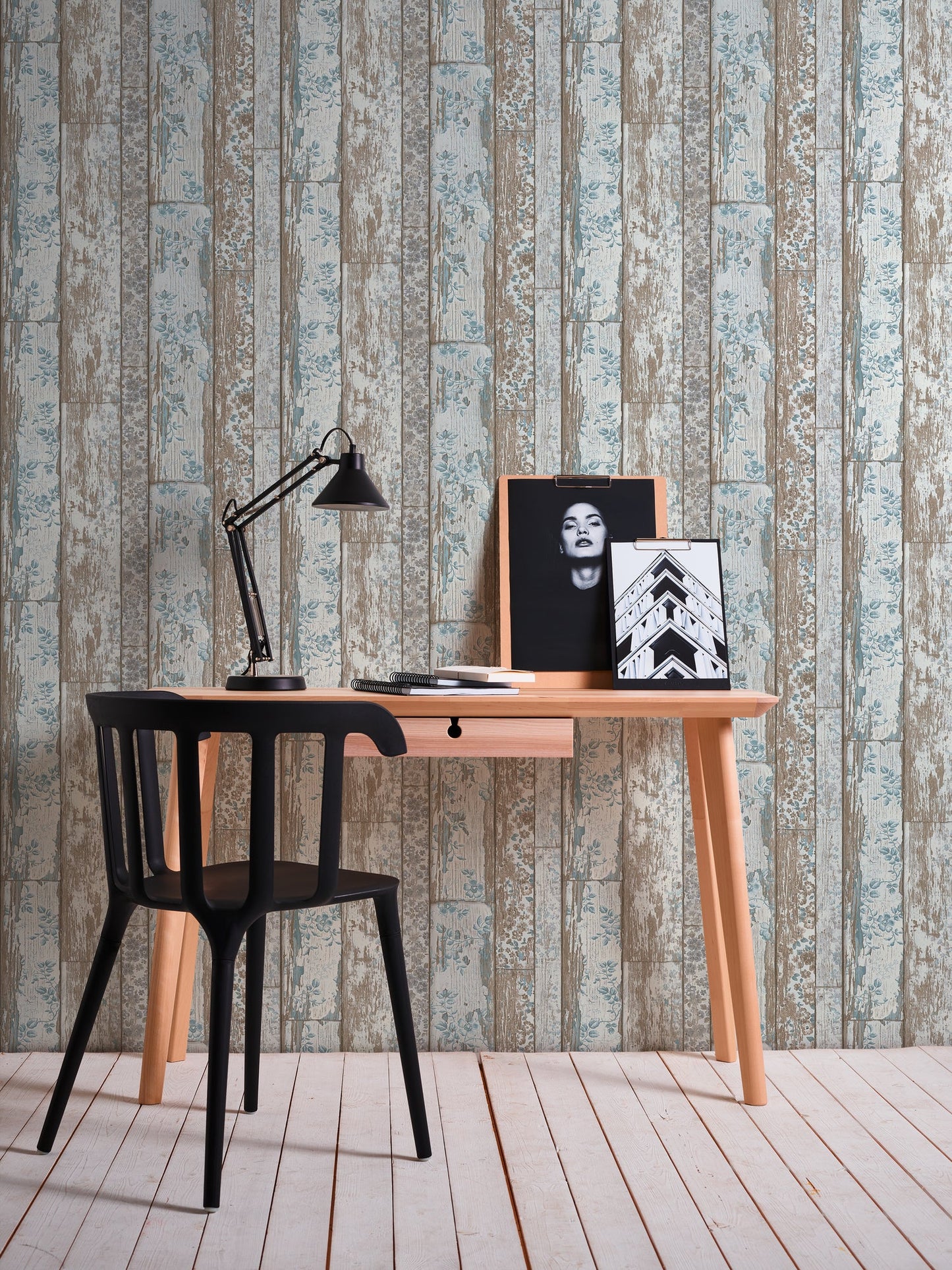 Elements Vinyl-Vliestapete Blau Braun Grau 10,05 m x 0,53 m