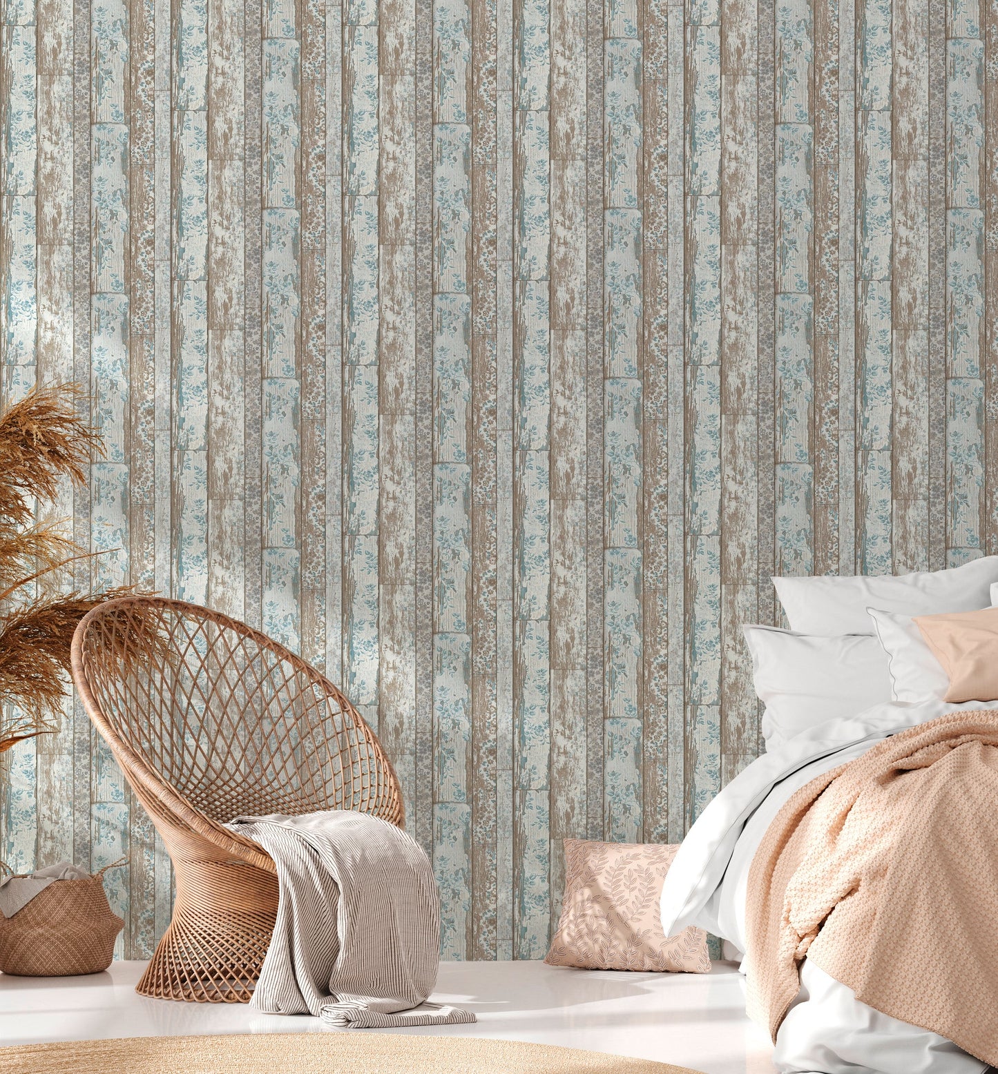 Elements Vinyl-Vliestapete Blau Braun Grau 10,05 m x 0,53 m