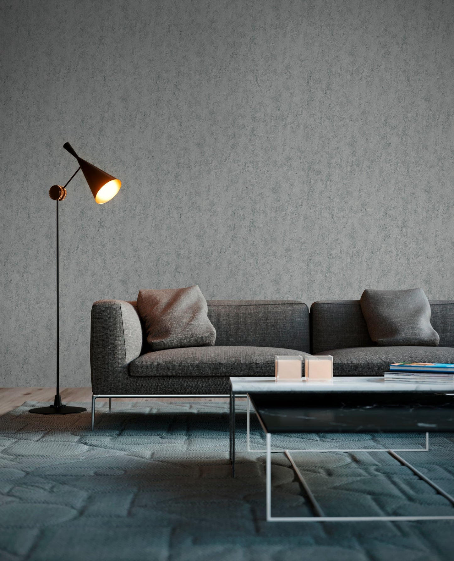 Beton Concrete und More Vinyl-Vliestapete Grau Silber 10,05 m x 0,53 m