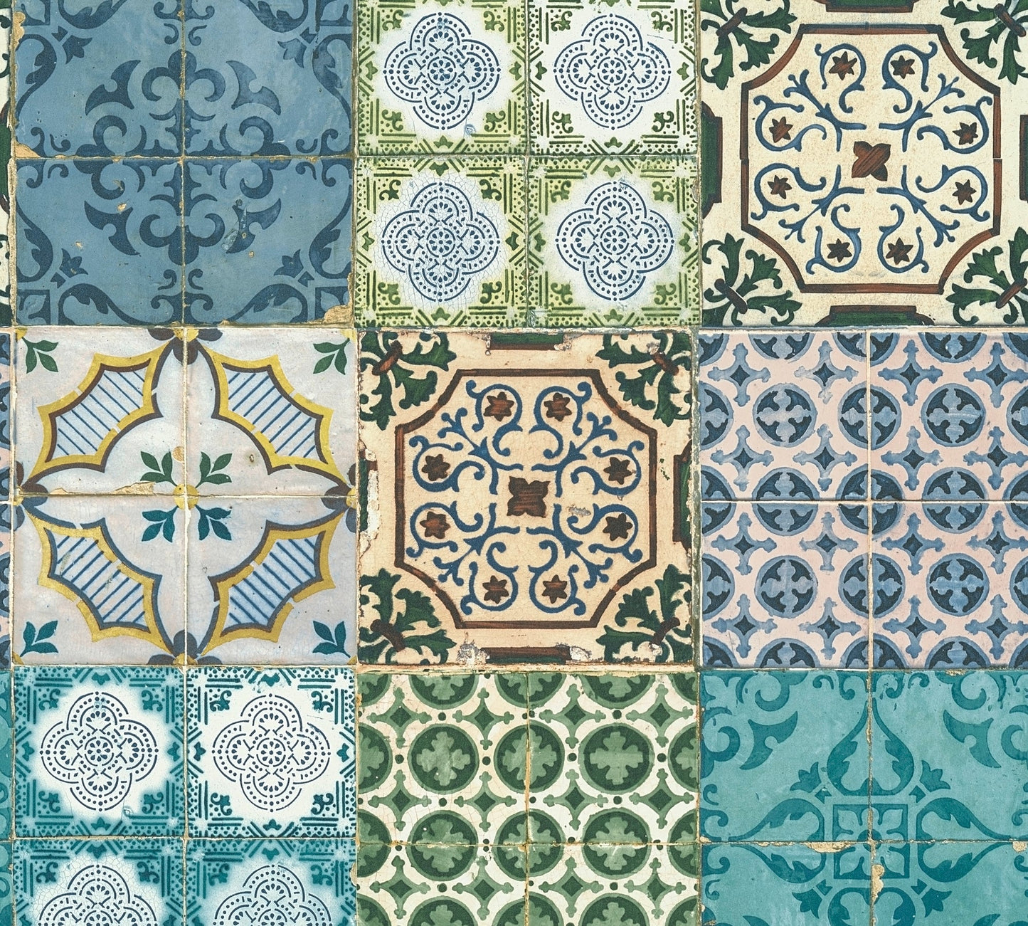 Authentic Walls 2 Vinyl-Vliestapete Blau Grün Gelb 10,05 m x 0,53 m