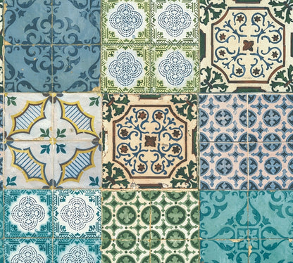 Authentic Walls 2 Vinyl-Vliestapete Blau Grün Gelb 10,05 m x 0,53 m