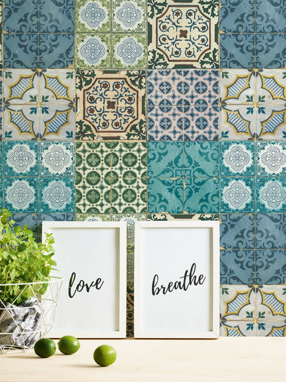 Authentic Walls 2 Vinyl-Vliestapete Blau Grün Gelb 10,05 m x 0,53 m