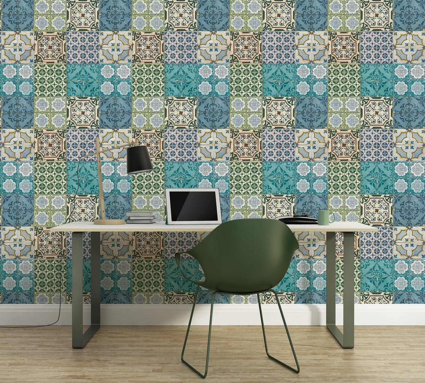 Authentic Walls 2 Vinyl-Vliestapete Blau Grün Gelb 10,05 m x 0,53 m