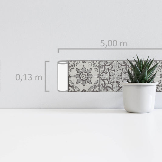 Only Borders 11 Dekobordüre selbstklebend Schwarz Weiß Grau 5 m x 0,13 m