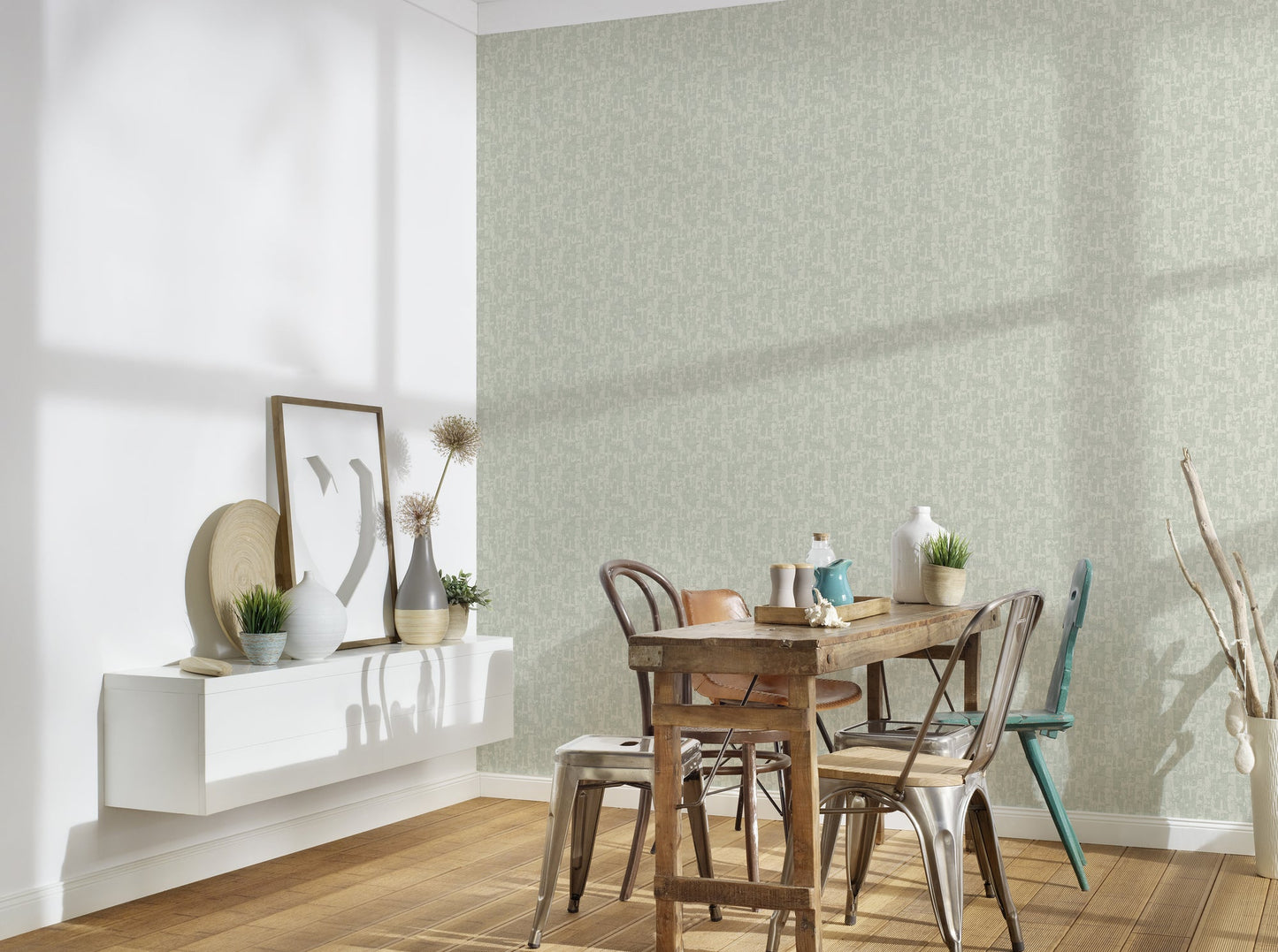 Architects Paper Di Seta Vlies-Textiltapete Grün Creme 10,05 m x 0,70 m