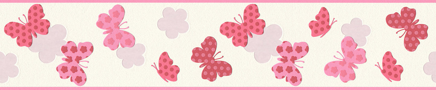 Only Borders 10 Dekobordüre Rosa Rot Weiß 5,00 m x 0,13 m
