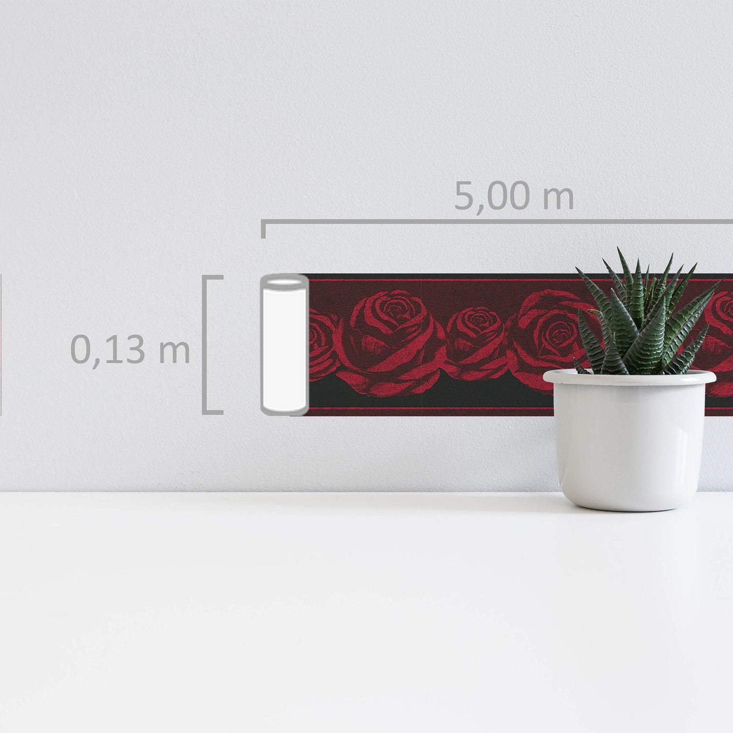 Only Borders 10 Dekobordüre Rot Schwarz 5 m x 0,13 m
