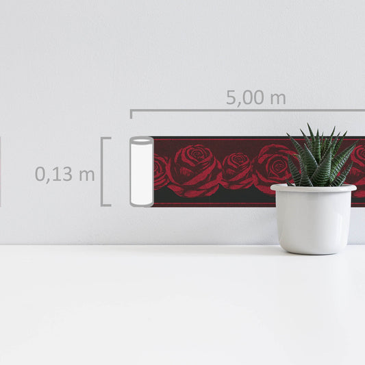 Only Borders 10 Dekobordüre Rot Schwarz 5 m x 0,13 m