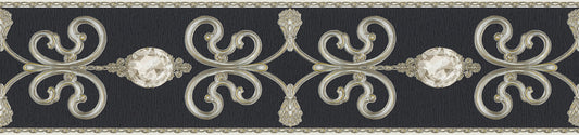 Only Borders 10 Dekobordüre selbstklebend Silber Schwarz 5,00 m x 0,15 m
