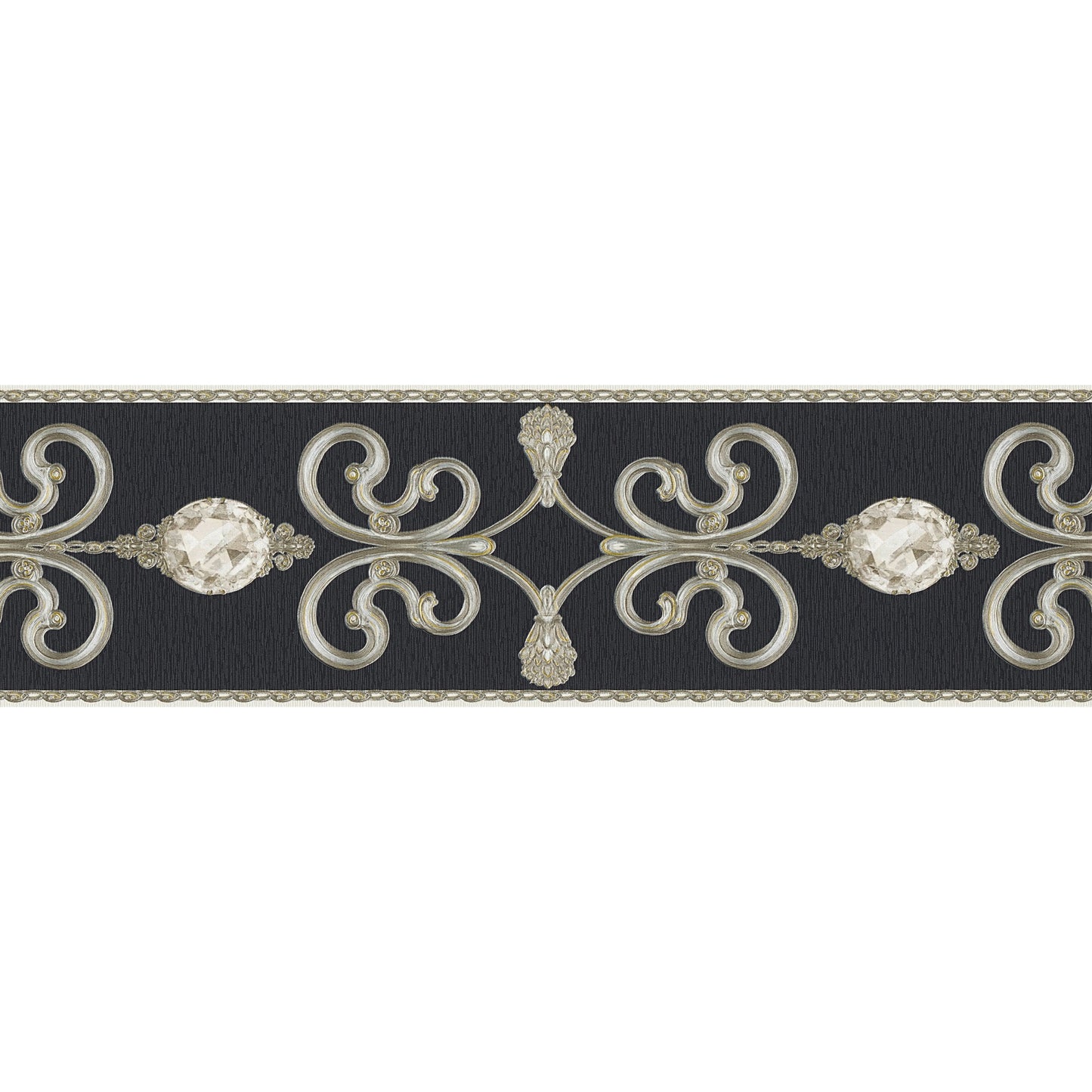 Only Borders 10 Dekobordüre selbstklebend Silber Schwarz 5,00 m x 0,15 m