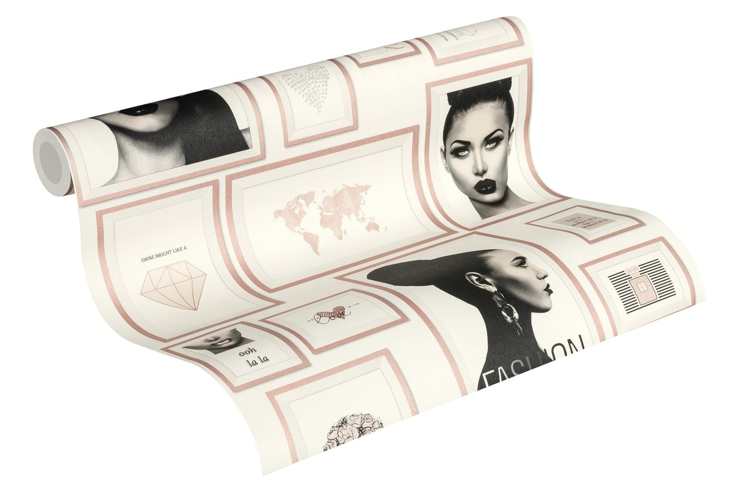 Livingwalls Lola Paris Vinyl-Vliestapete Rosa Schwarz Weiß 10,05 m x 0,53 m