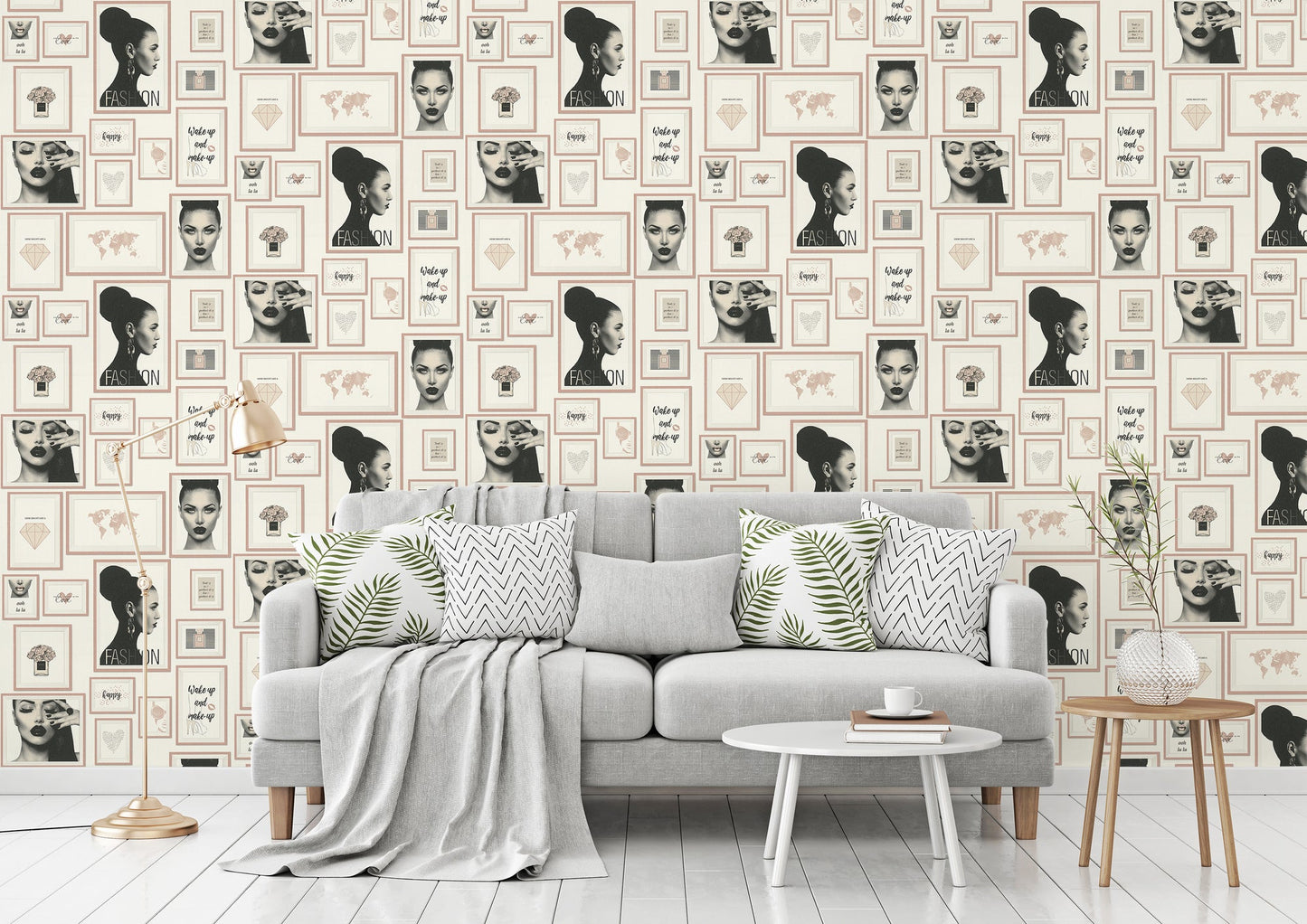 Livingwalls Lola Paris Vinyl-Vliestapete Rosa Schwarz Weiß 10,05 m x 0,53 m